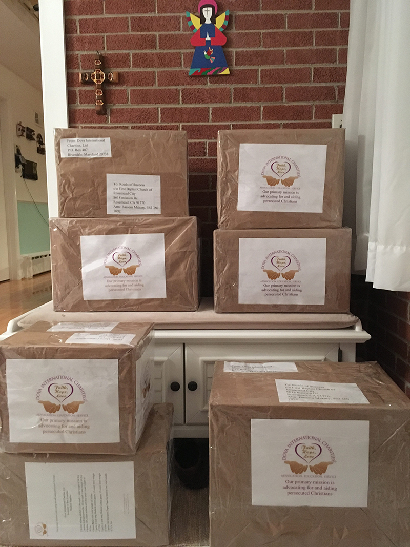 Humanitarian aid packaged at the Warehouse in Maryland